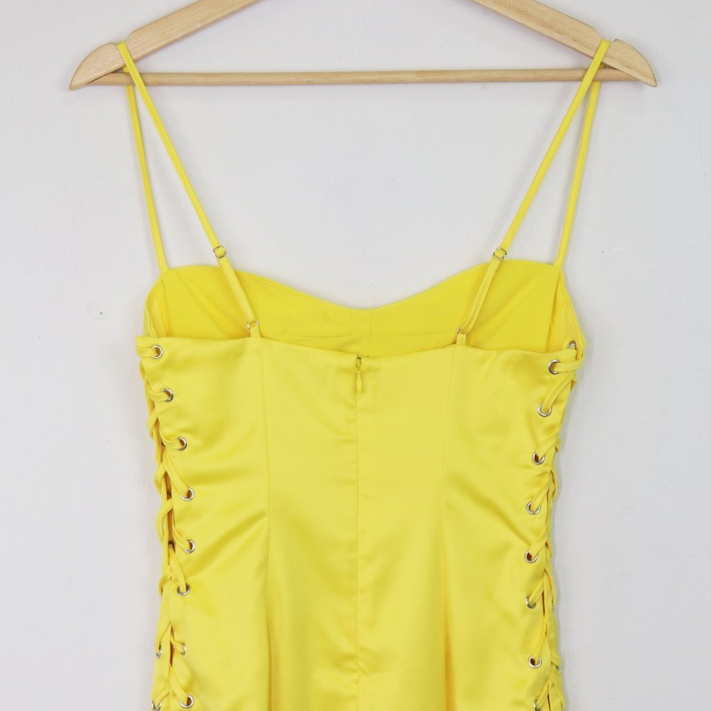 NWT NBD Jasmine Midi Dress Sleeveless Strappy Lace Up Bodycon Yellow X Small - Picture 7 of 11